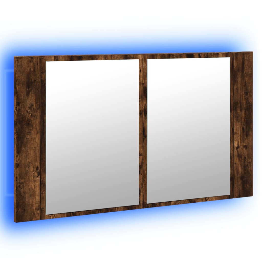 LED Bathroom Mirror Cabinet Smoked Oak 80x12x45 cm Acrylic - Bend