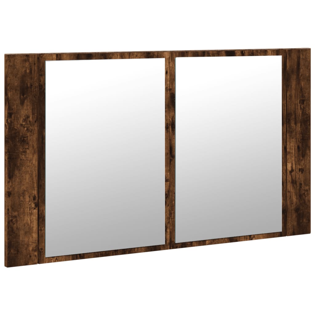 LED Bathroom Mirror Cabinet Smoked Oak 80x12x45 cm Acrylic - Bend