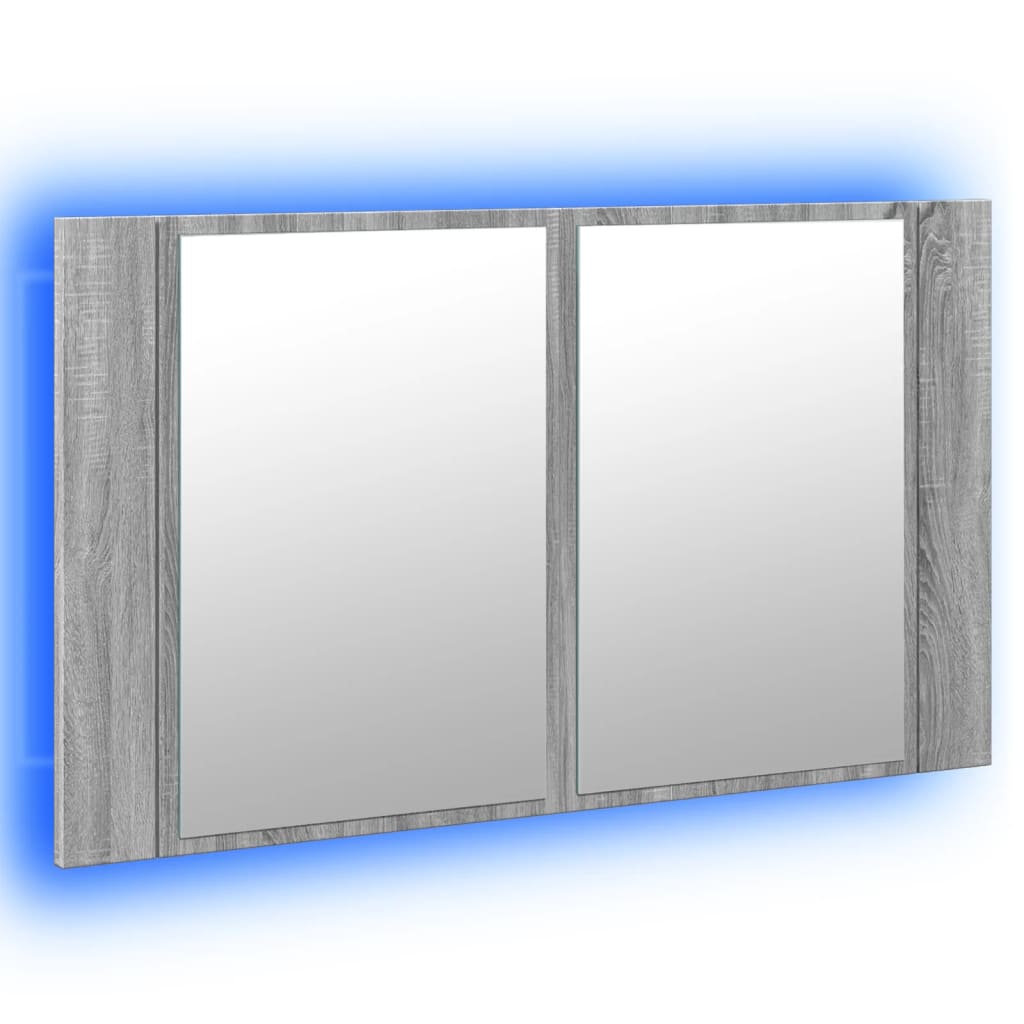 LED Bathroom Mirror Cabinet Grey Sonoma 80x12x45 cm Acrylic - Bend