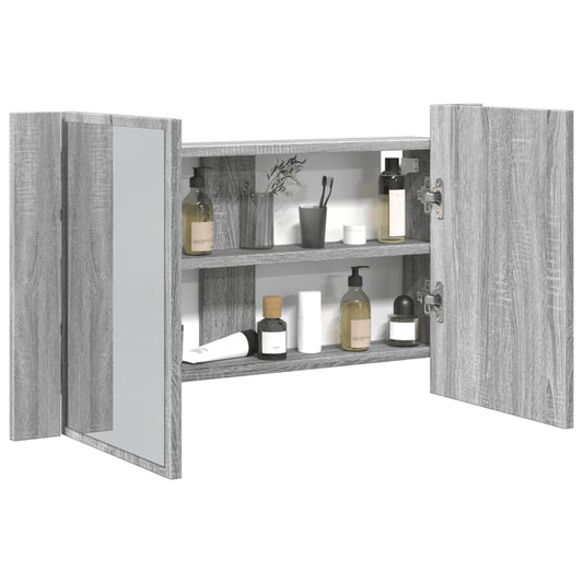 LED Bathroom Mirror Cabinet Grey Sonoma 80x12x45 cm Acrylic - Bend