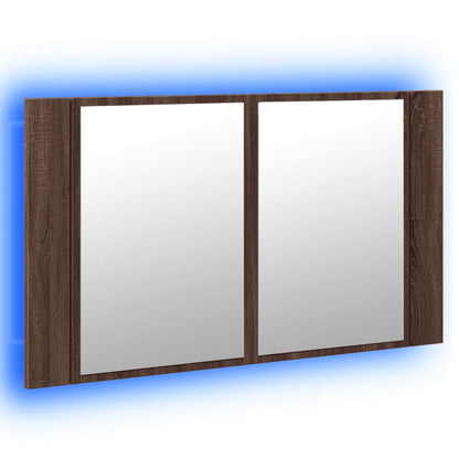 LED Bathroom Mirror Cabinet Brown Oak 80x12x45 cm Acrylic - Bend