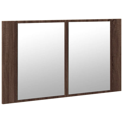 LED Bathroom Mirror Cabinet Brown Oak 80x12x45 cm Acrylic - Bend