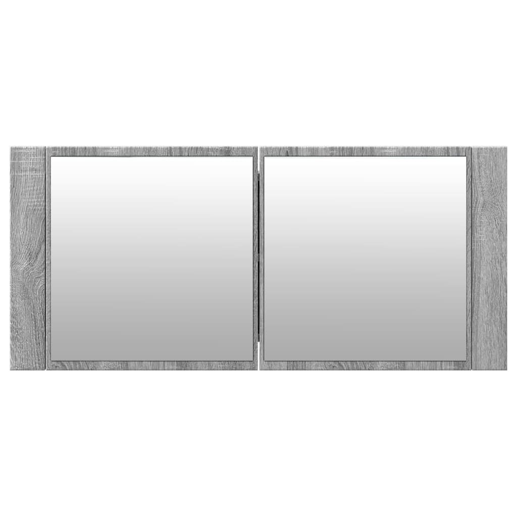 LED Bathroom Mirror Cabinet Grey Sonoma 100x12x45 cm - Bend