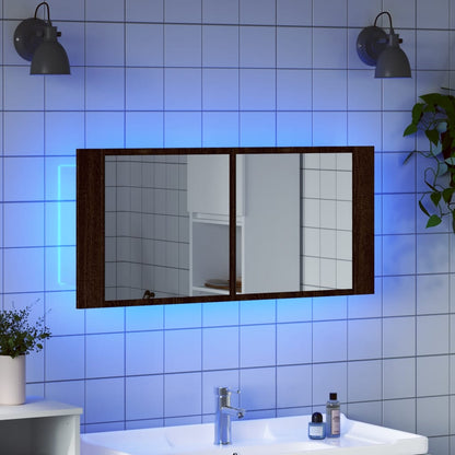 LED Bathroom Mirror Cabinet Brown Oak 100x12x45 cm - Bend