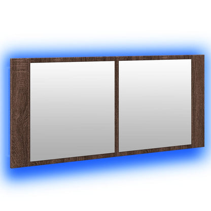 LED Bathroom Mirror Cabinet Brown Oak 100x12x45 cm - Bend