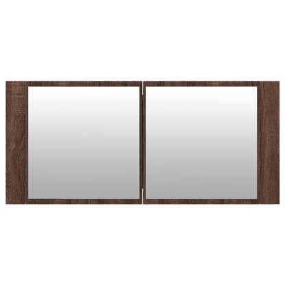 LED Bathroom Mirror Cabinet Brown Oak 100x12x45 cm - Bend