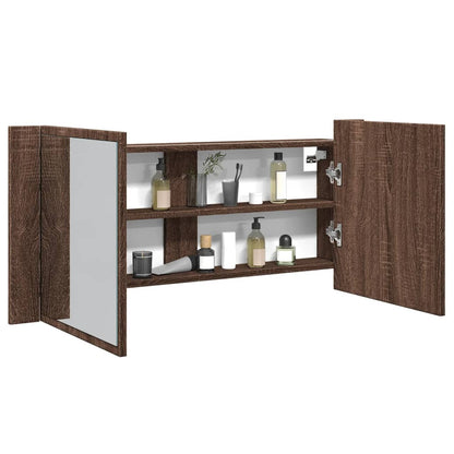 LED Bathroom Mirror Cabinet Brown Oak 100x12x45 cm - Bend