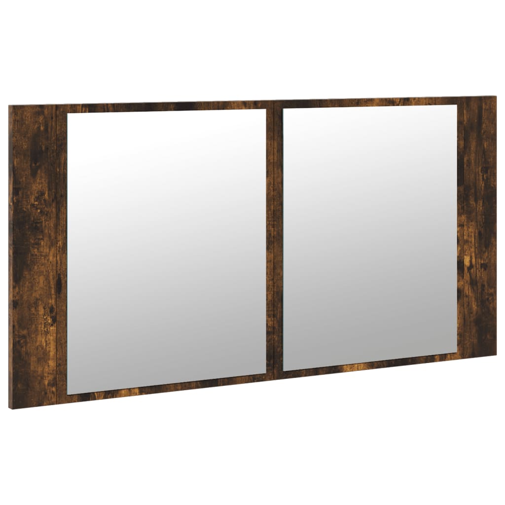 LED Bathroom Mirror Cabinet Smoked Oak 90x12x45 cm Acrylic - Bend