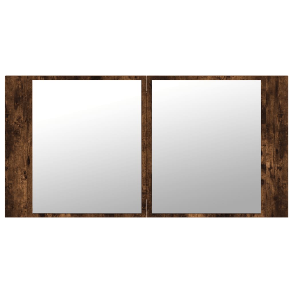 LED Bathroom Mirror Cabinet Smoked Oak 90x12x45 cm Acrylic - Bend