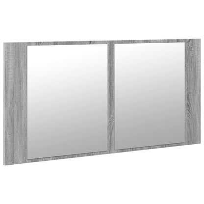 LED Bathroom Mirror Cabinet Grey Sonoma 90x12x45 cm Acrylic - Bend