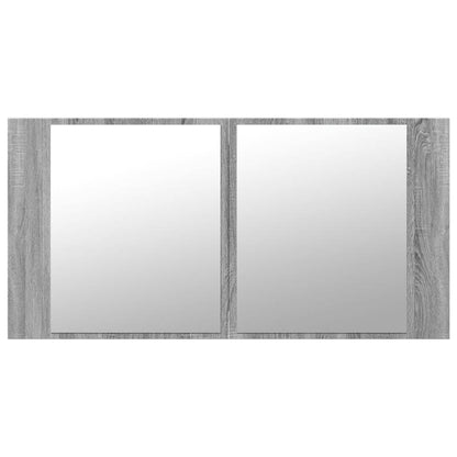 LED Bathroom Mirror Cabinet Grey Sonoma 90x12x45 cm Acrylic - Bend