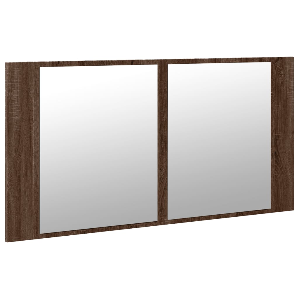 LED Bathroom Mirror Cabinet Brown Oak 90x12x45 cm Acrylic - Bend