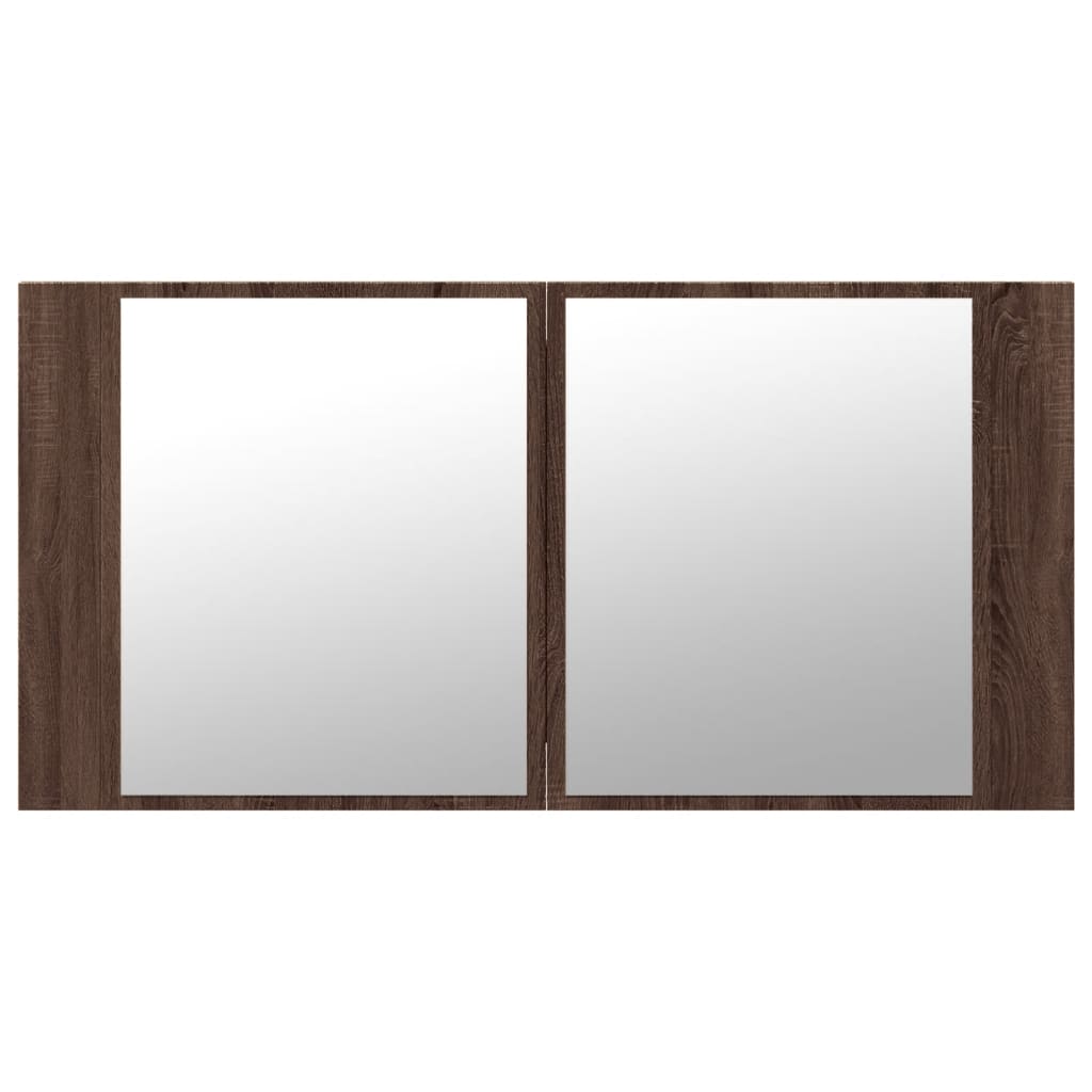 LED Bathroom Mirror Cabinet Brown Oak 90x12x45 cm Acrylic - Bend