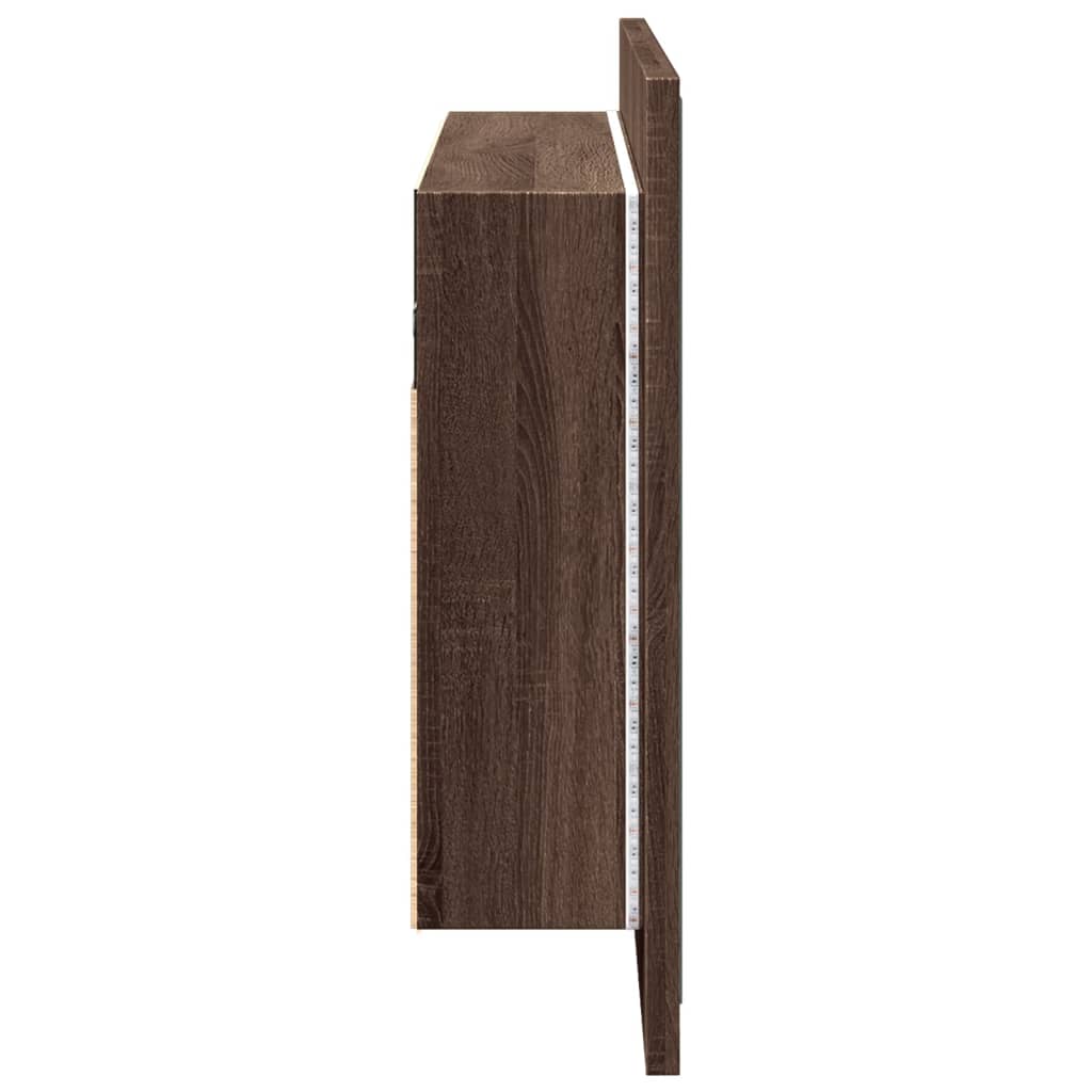 LED Bathroom Mirror Cabinet Brown Oak 90x12x45 cm Acrylic - Bend