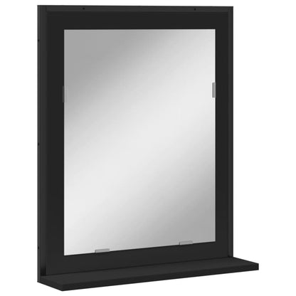 Bathroom Mirror with Shelf Black 50x12x60 cm Engineered Wood