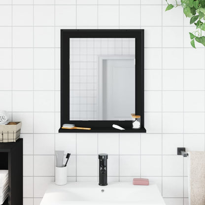 Bathroom Mirror with Shelf Black 50x12x60 cm Engineered Wood