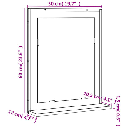 Bathroom Mirror with Shelf Black 50x12x60 cm Engineered Wood