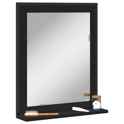 Bathroom Mirror with Shelf Black 50x12x60 cm Engineered Wood