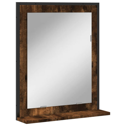 Bathroom Mirror with Shelf Smoked Oak 50x12x60 cm Engineered Wood