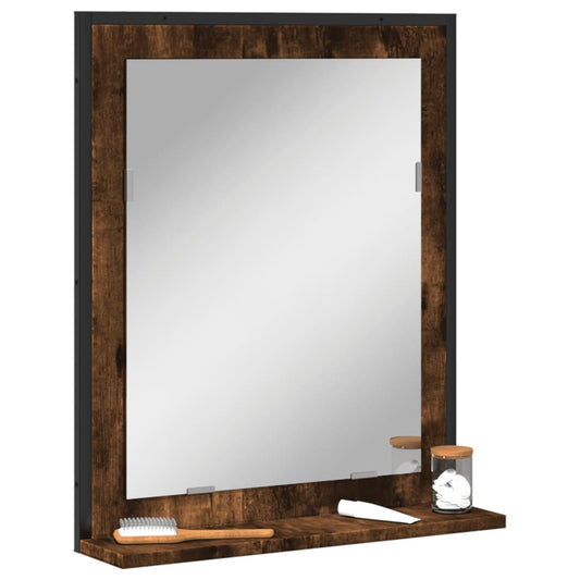 Bathroom Mirror with Shelf Smoked Oak 50x12x60 cm Engineered Wood