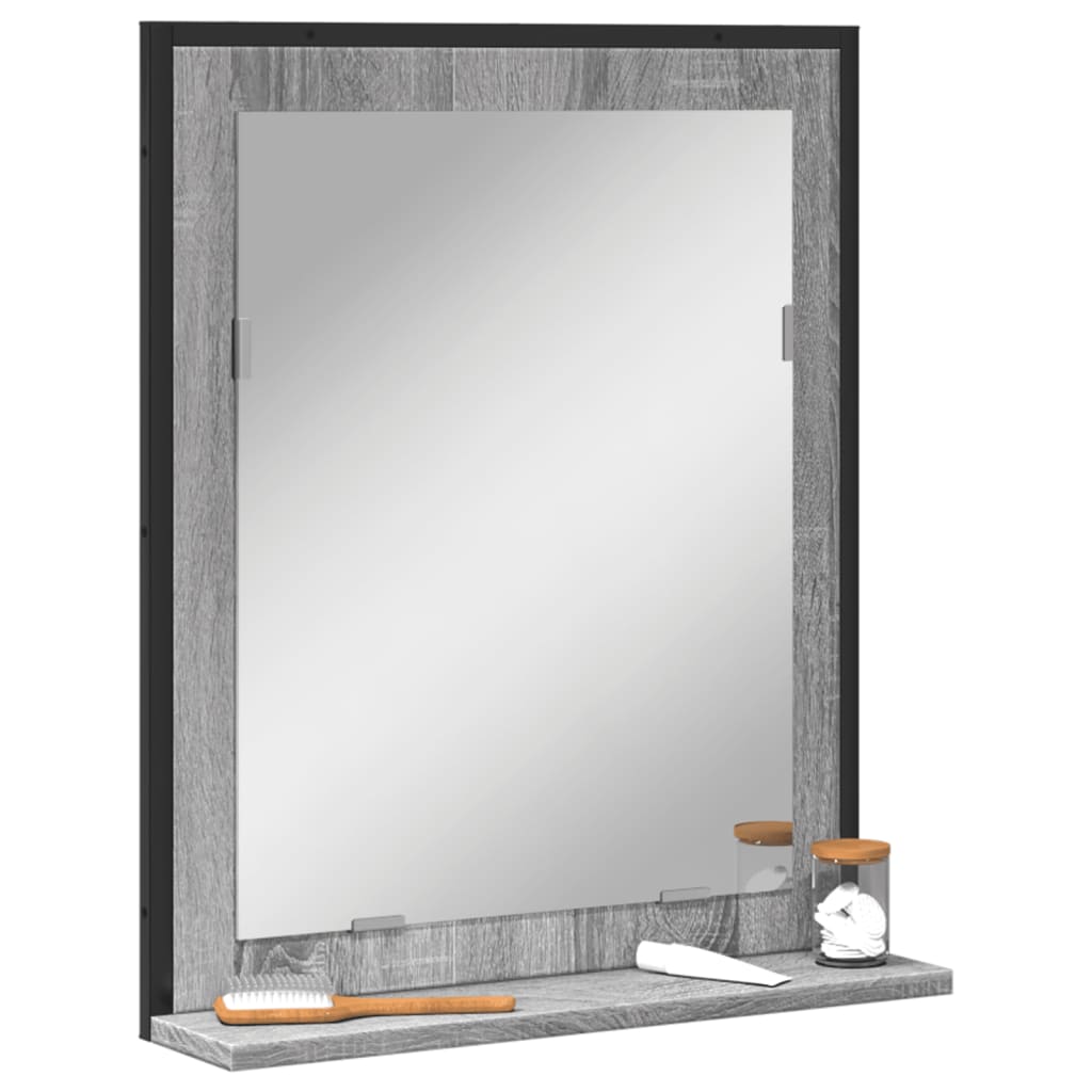 Bathroom Mirror with Shelf Grey Sonoma 50x12x60 cm Engineered Wood