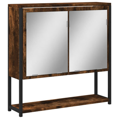 Bathroom Mirror Cabinet Smoked Oak 60x16x60 cm Engineered Wood