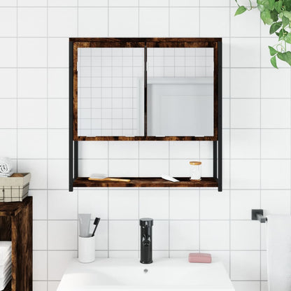 Bathroom Mirror Cabinet Smoked Oak 60x16x60 cm Engineered Wood