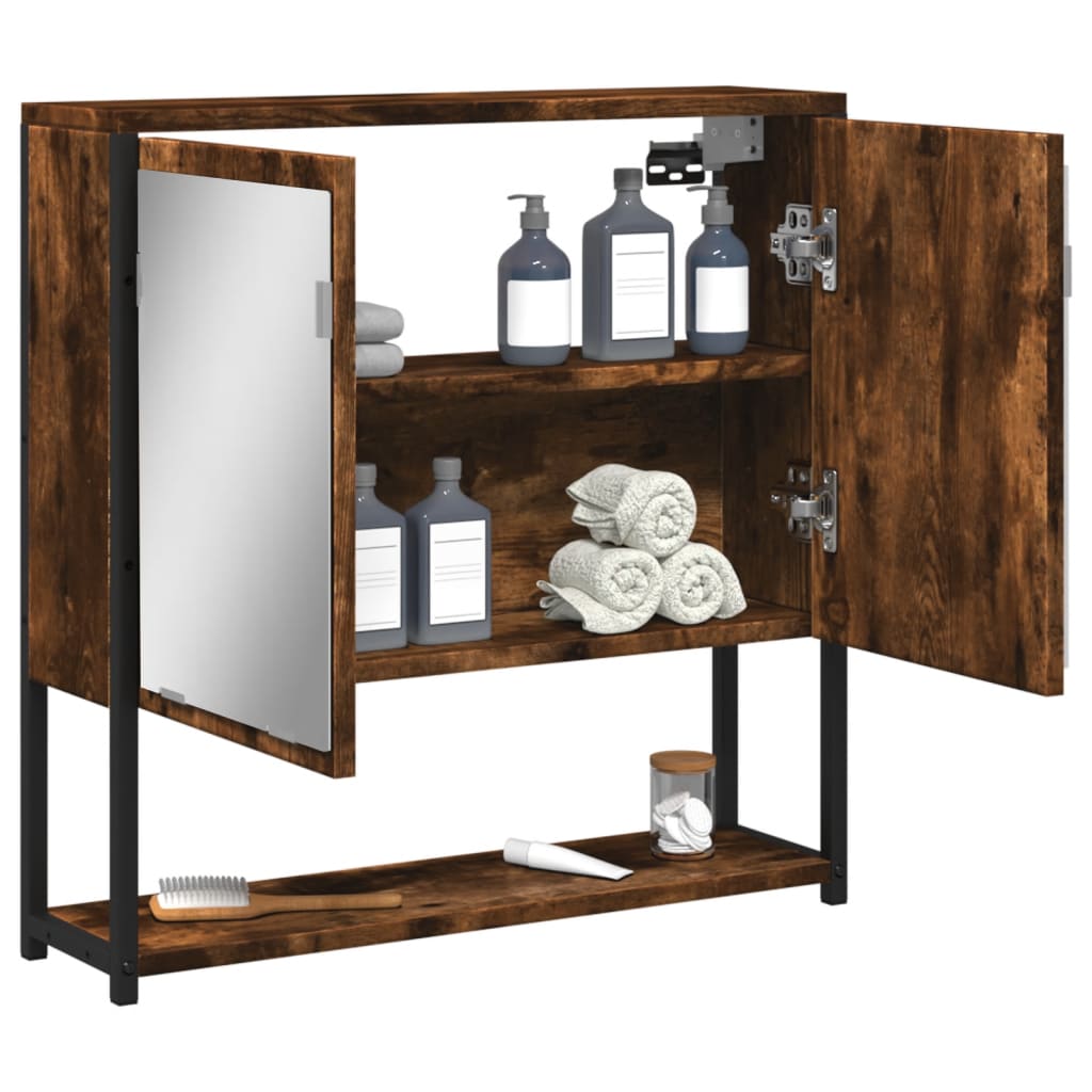 Bathroom Mirror Cabinet Smoked Oak 60x16x60 cm Engineered Wood