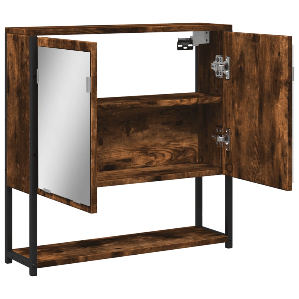 Bathroom Mirror Cabinet Smoked Oak 60x16x60 cm Engineered Wood