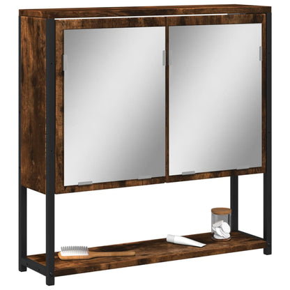 Bathroom Mirror Cabinet Smoked Oak 60x16x60 cm Engineered Wood