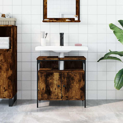 Bathroom Sink Cabinet Smoked Oak 60x30x60 cm Engineered Wood