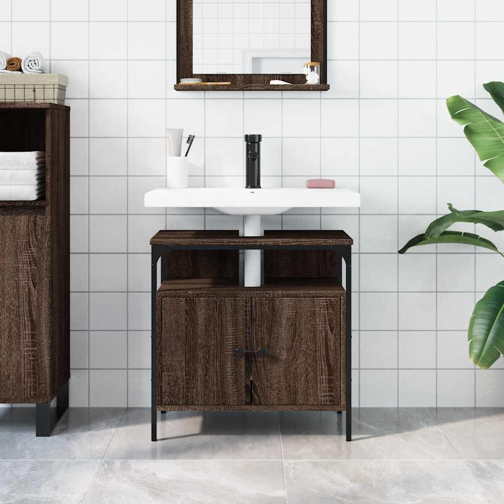 Bathroom Sink Cabinet Brown Oak 60x30x60 cm Engineered Wood