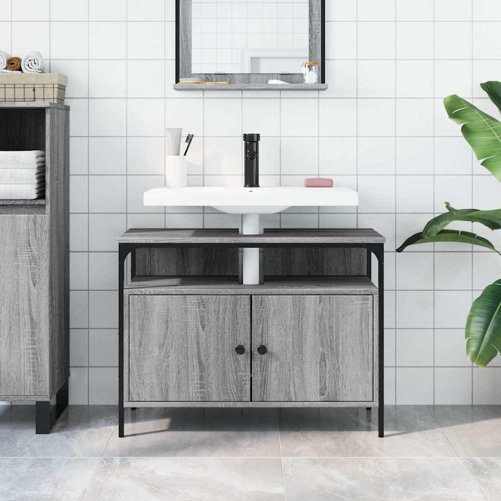 Bathroom Sink Cabinet Grey Sonoma 80x30x60 cm Engineered Wood