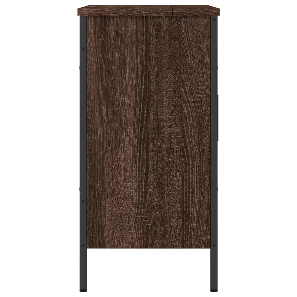 Bathroom Sink Cabinet Brown Oak 60x30x60 cm Engineered Wood - Bend