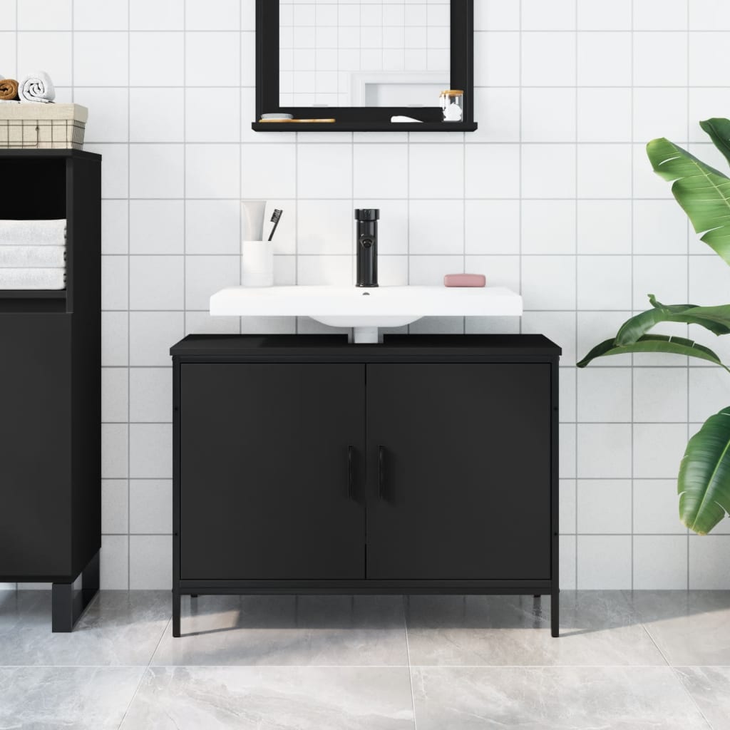 Bathroom Sink Cabinet Black 80x30x60 cm Engineered Wood - Bend