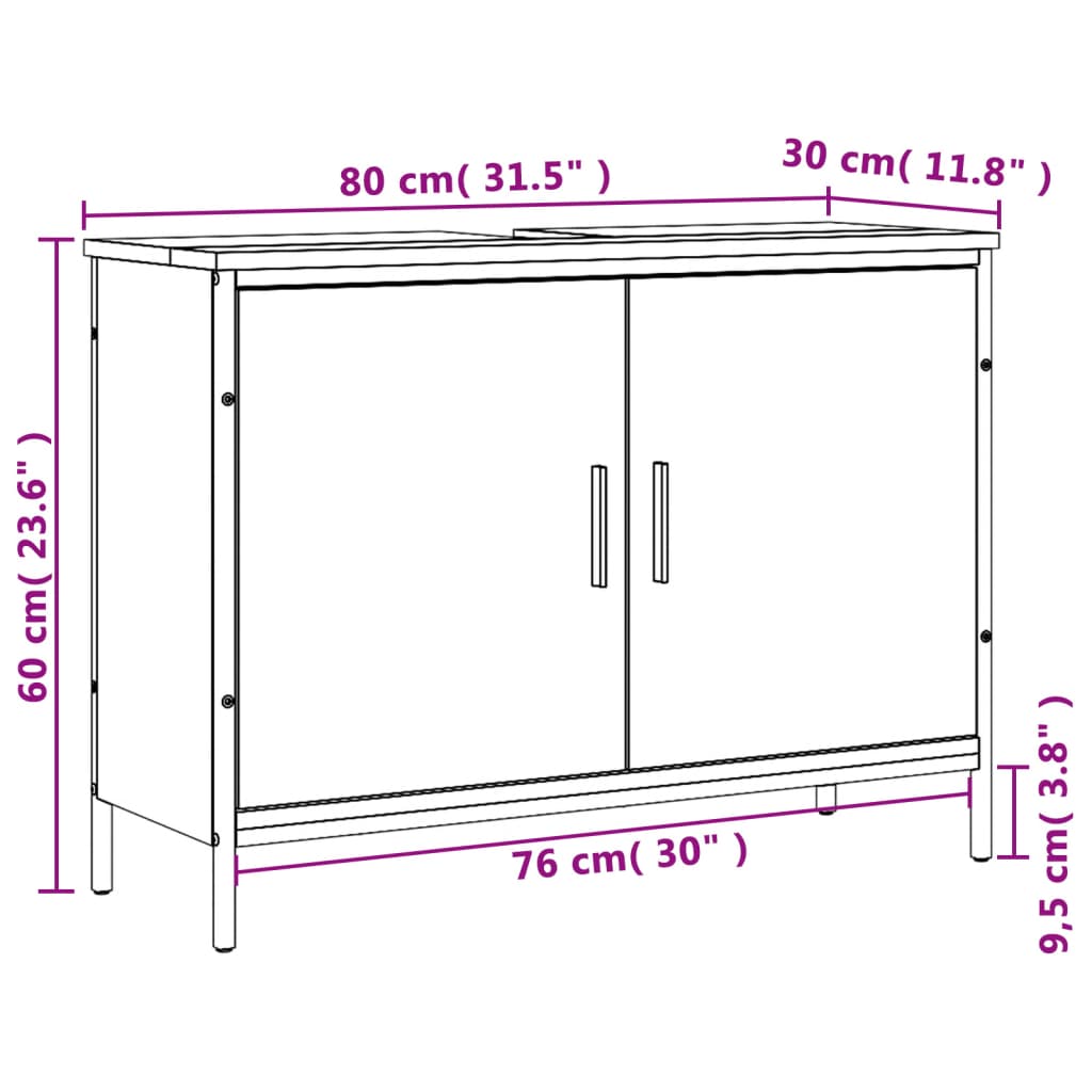 Bathroom Sink Cabinet Black 80x30x60 cm Engineered Wood - Bend