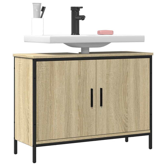 Bathroom Sink Cabinet Sonoma Oak 80x30x60 cm Engineered Wood - Bend