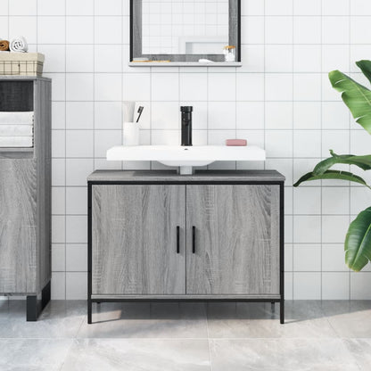 Bathroom Sink Cabinet Grey Sonoma 80x30x60 cm Engineered Wood - Bend