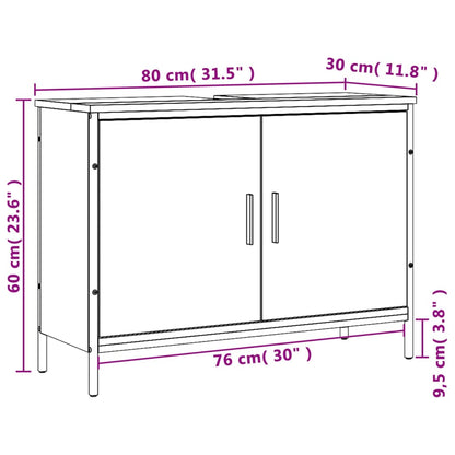 Bathroom Sink Cabinet Grey Sonoma 80x30x60 cm Engineered Wood - Bend