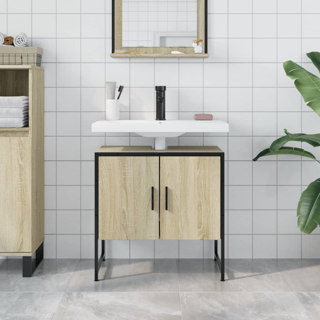 Bathroom Sink Cabinet Sonoma Oak 60x33x60 cm Engineered Wood - Bend