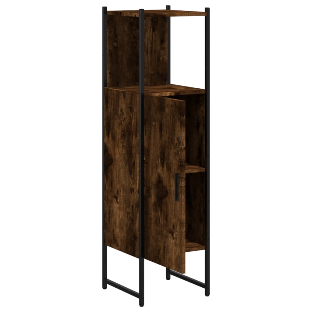 Bathroom Cabinet Smoked Oak 33x33x120.5 cm Engineered Wood - Bend