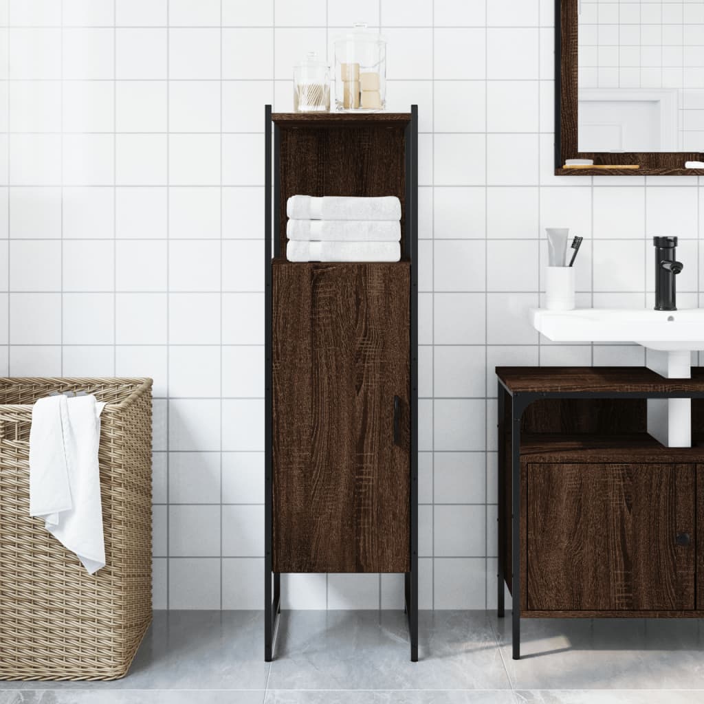 Bathroom Cabinet Brown Oak 33x33x120.5 cm Engineered Wood - Bend