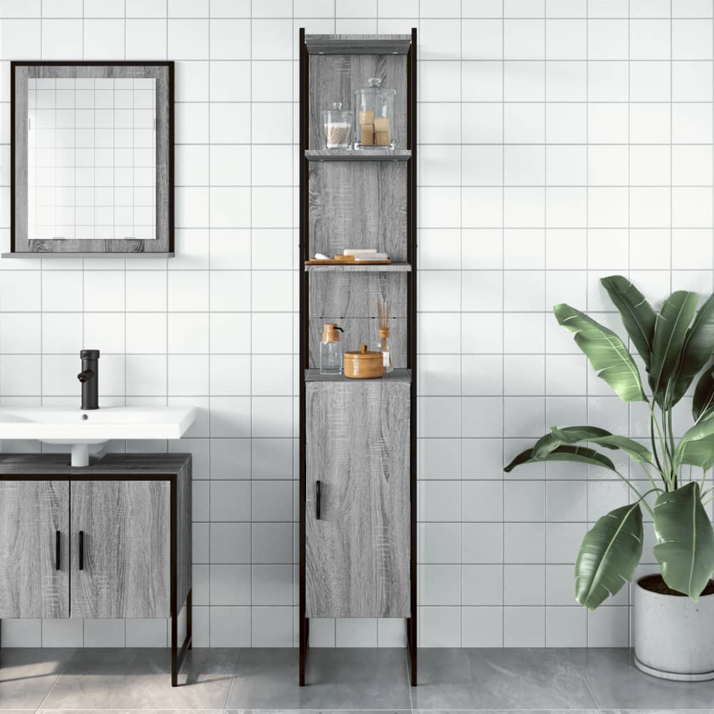 Bathroom Cabinet Grey Sonoma 33x33x185.5 cm Engineered Wood