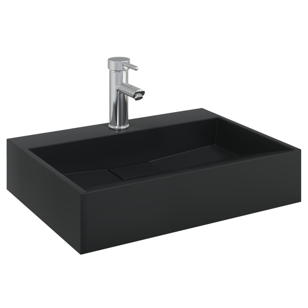 Wash Basin 50x38x11 cm Mineral Cast/Marble Cast Matt Black - Bend