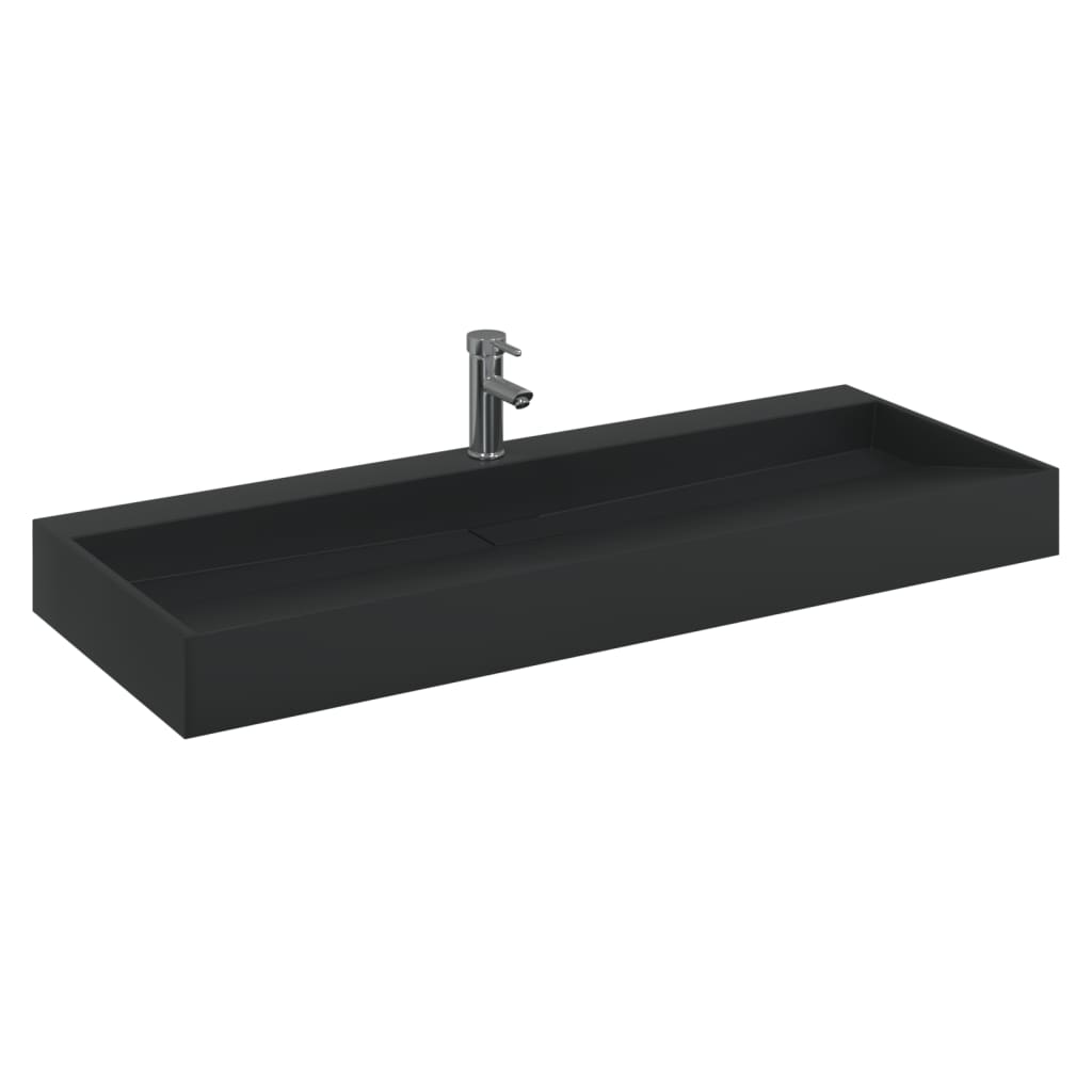 Wash Basin 120x46x11 cm Mineral Cast/Marble Cast Matt Black - Bend