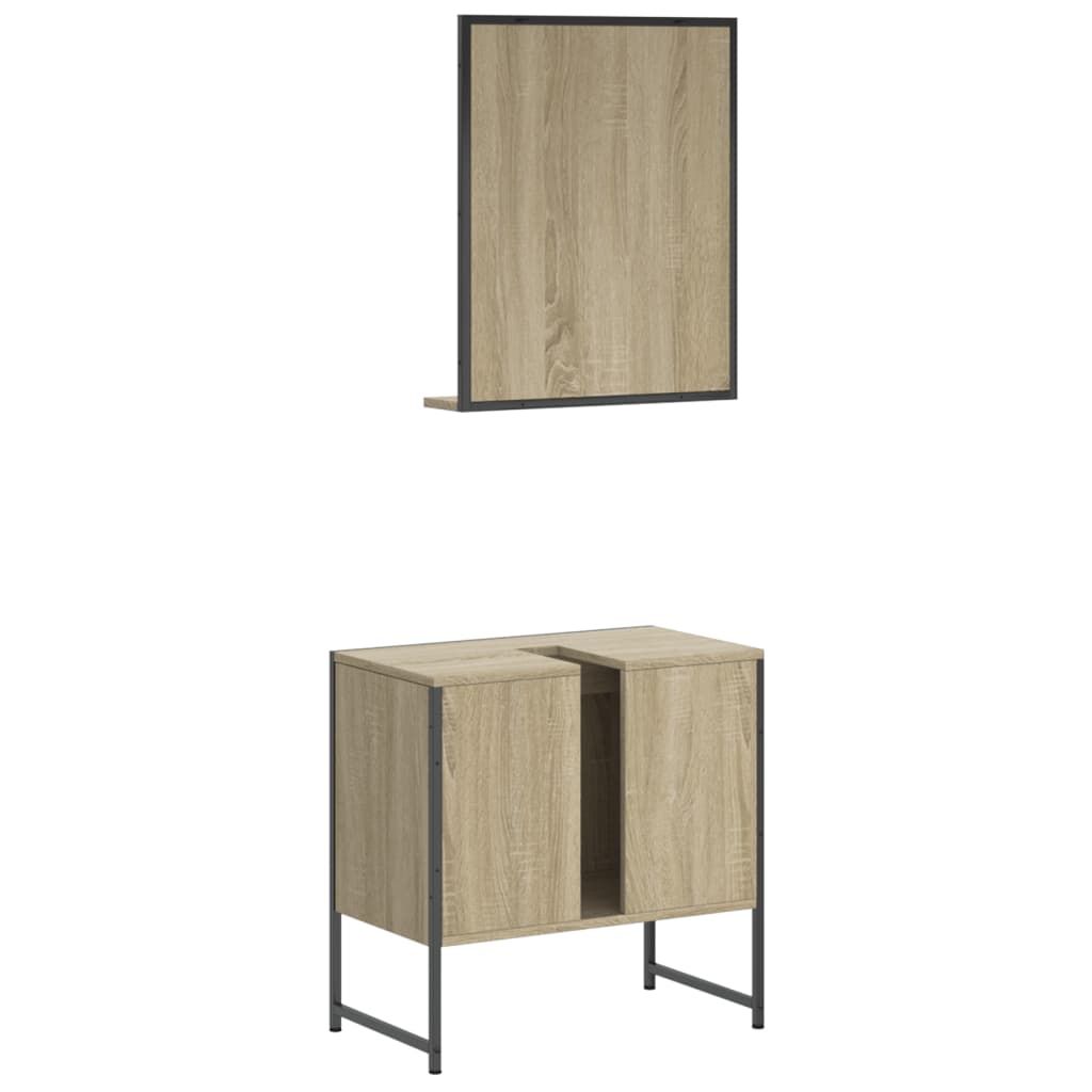 2 Piece Bathroom Cabinet Set Sonoma Oak Engineered Wood