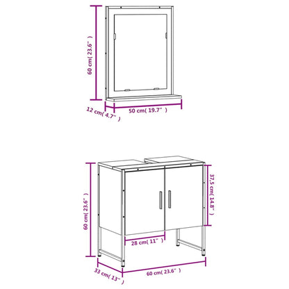 2 Piece Bathroom Cabinet Set Sonoma Oak Engineered Wood