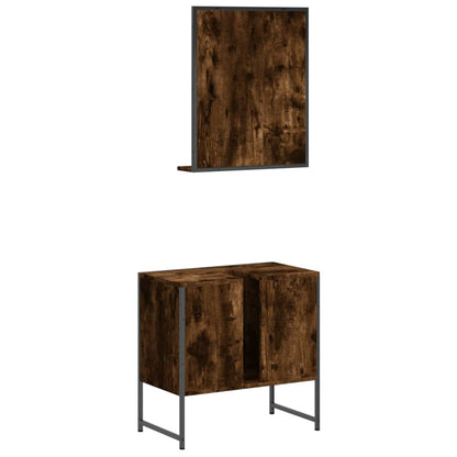 2 Piece Bathroom Cabinet Set Smoked Oak Engineered Wood