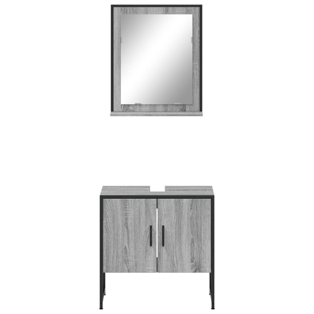 2 Piece Bathroom Cabinet Set Grey Sonoma Engineered Wood