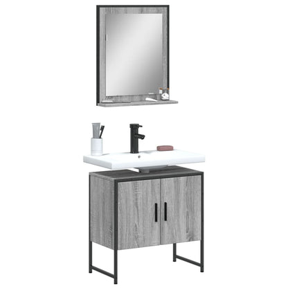 2 Piece Bathroom Cabinet Set Grey Sonoma Engineered Wood